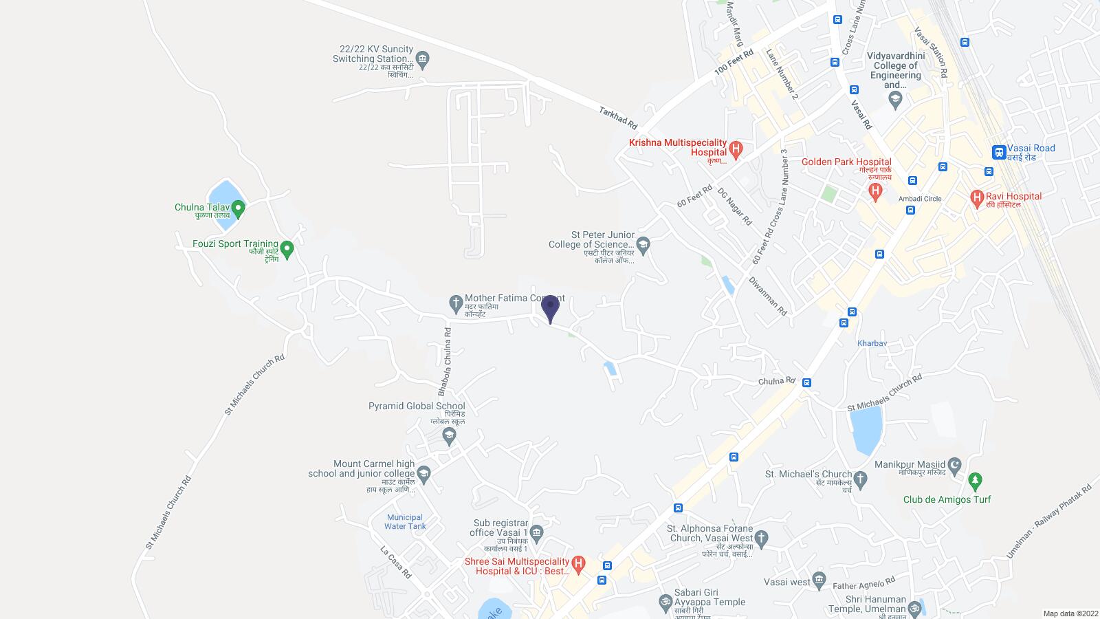 Map showing Innovative Chess World location in Vasai Road, Maharashtra